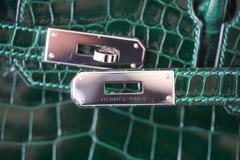 Hermes Birkin 30 Bag Emerald Emeraude Green Crocodile Palladium