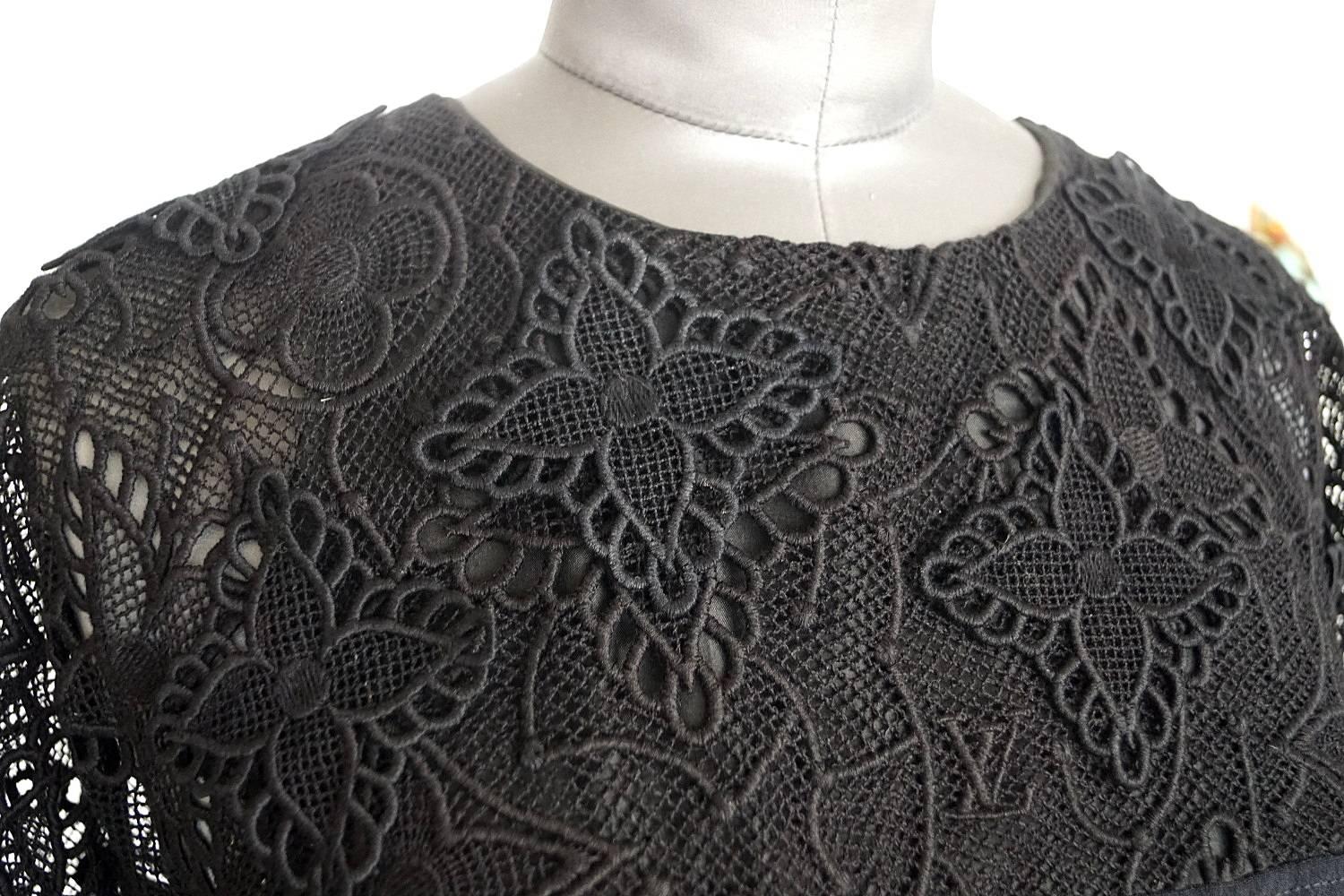 Schwarzes Louis Vuitton Kleid mit Monogramm und Spitzendetails  36 / 4 Neu im Zustand „Neu“ im Angebot in Miami, FL