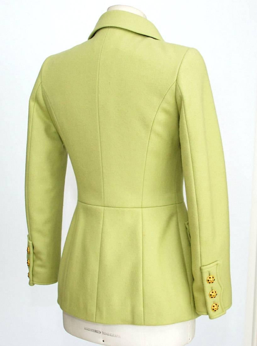 Beige CHANEL 96A Jacket Exquisite Cabochon Jeweled Buttons Wool 36 / 4