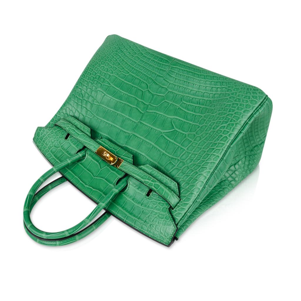 Green Hermes Birkin 35 Matte Alligator Cactus Gold Hardware Bag 