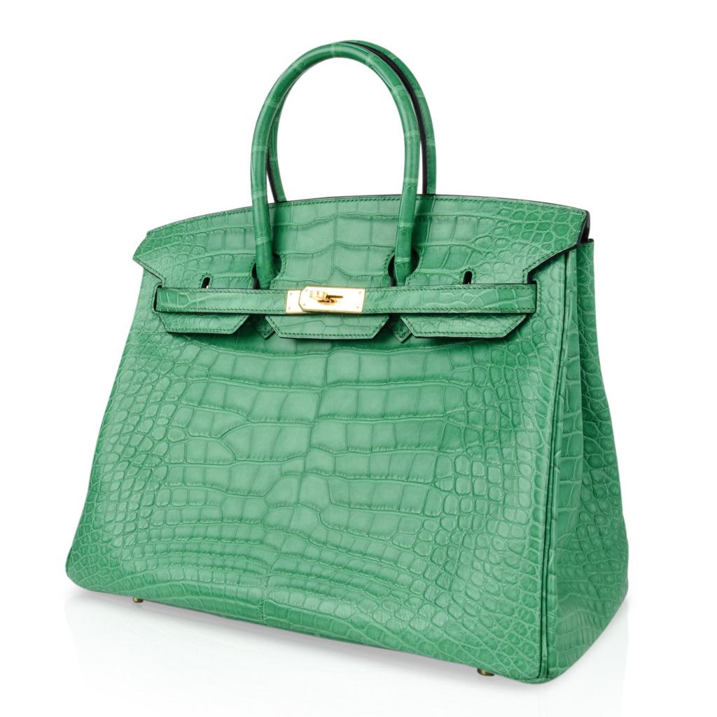 Women's Hermes Birkin 35 Matte Alligator Cactus Gold Hardware Bag 
