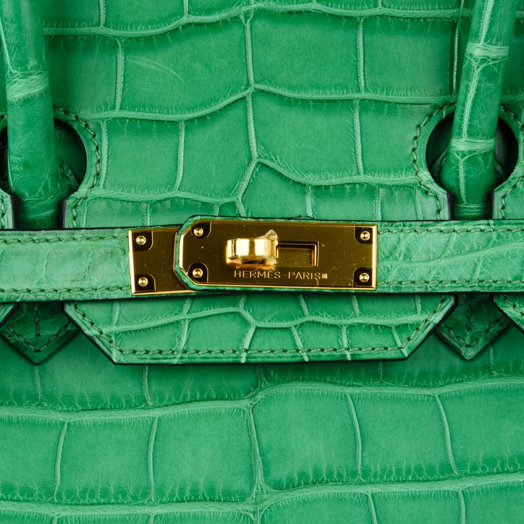 Hermes Birkin 35 Matte Alligator Cactus Gold Hardware Sac Neuf à Miami, FL