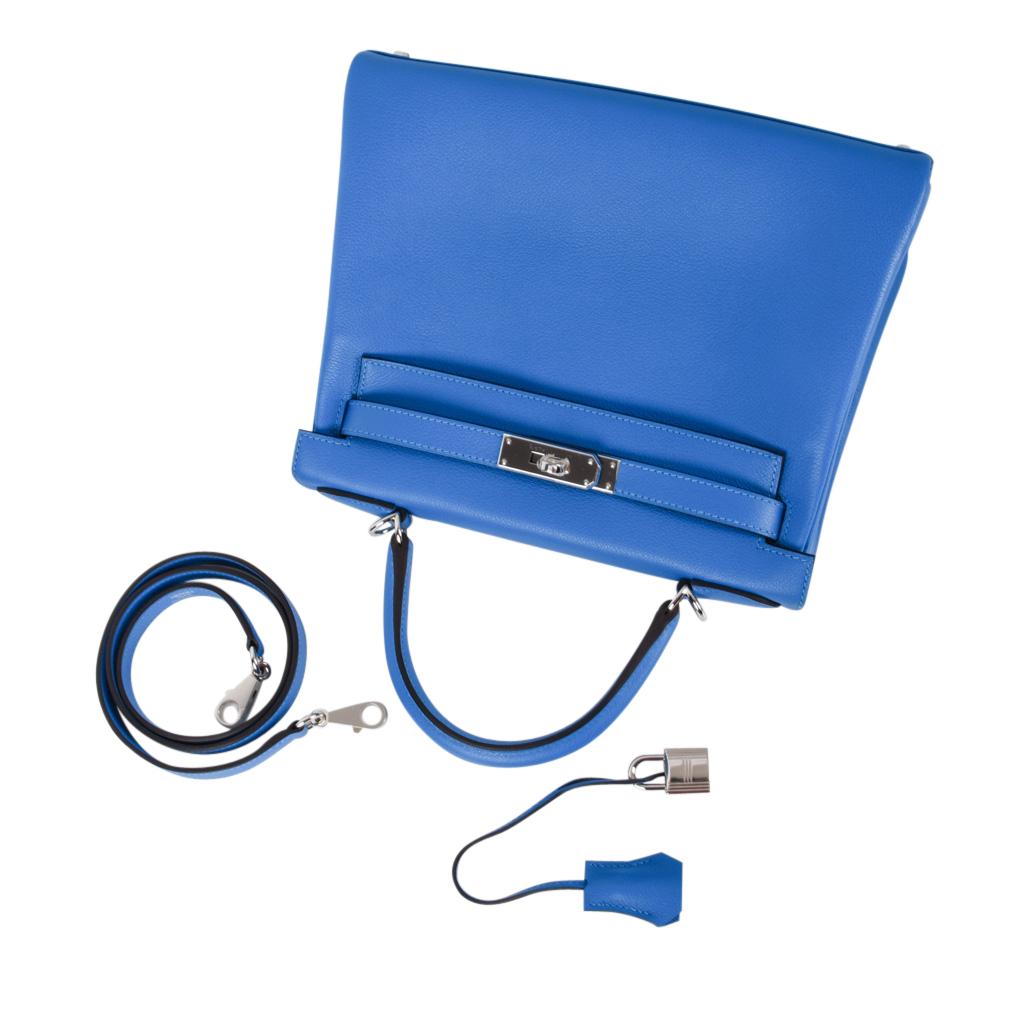Hermes Kelly Retourne 28 Bag Vivid Blue Hydra Mediterranean Blue Evercolor  1