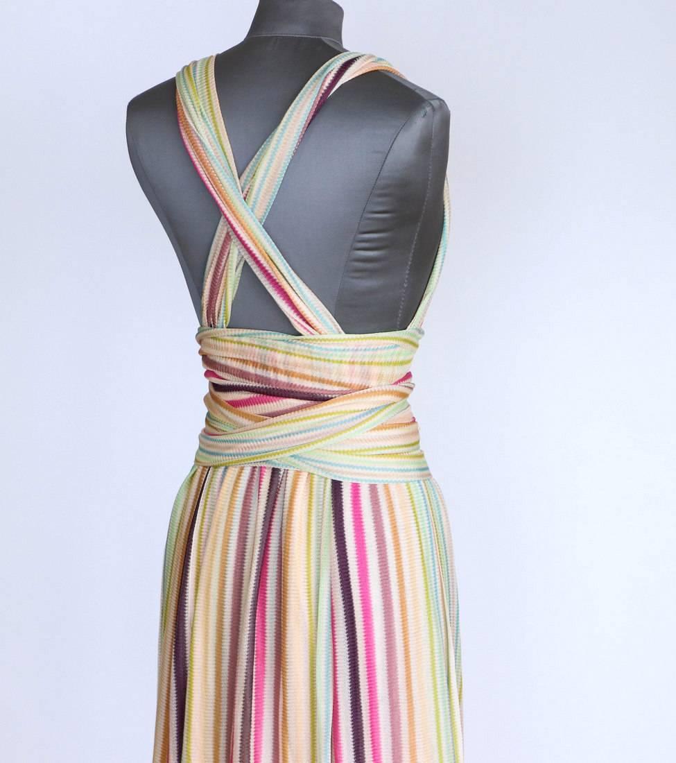 Missoni Runway Plunging V Pastel Faux Wrap Dress 40 In Excellent Condition In Miami, FL
