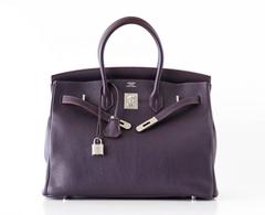 HERMES BIRKIN 35 Bag Exotic RAISIN Clemence Palladium