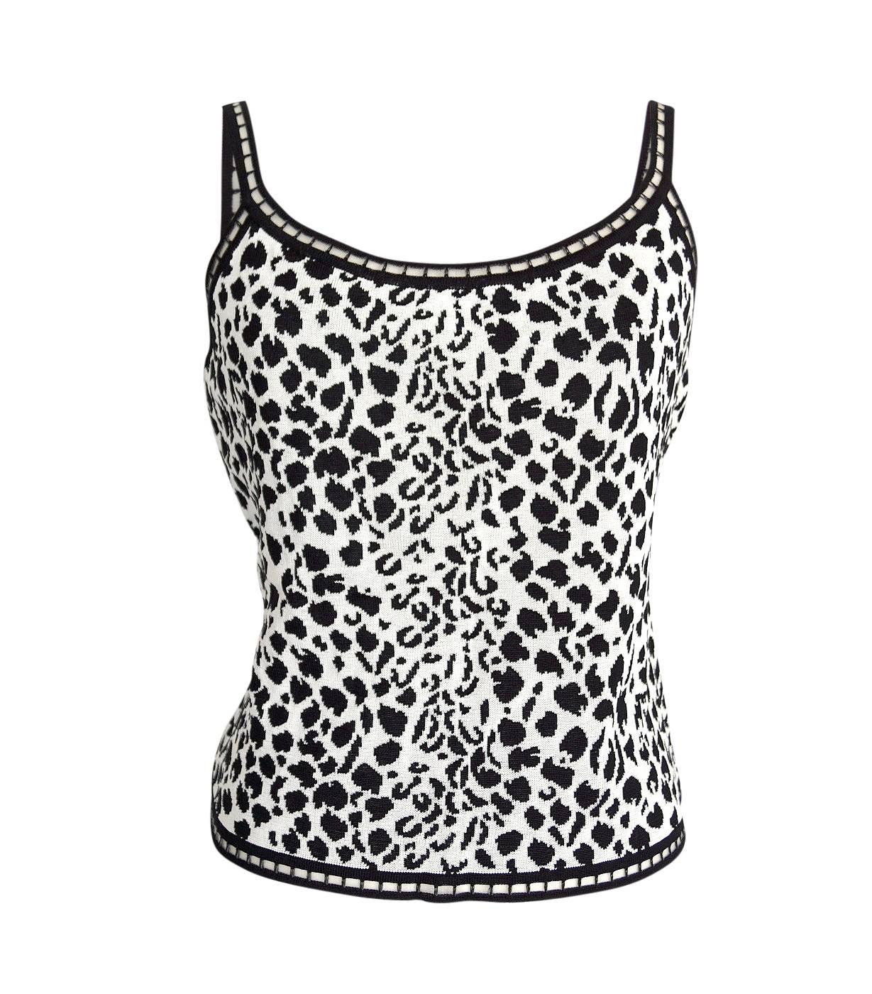 Women's Emanuel Ungaro Twinset Animal Print Black and White Lovely Buttons XL