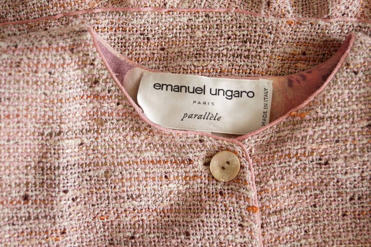 Emanuel Ungaro Fantasy Tweed Jacket Solid Skirt Suit  12 fits 10 New 4