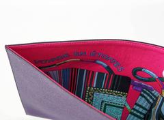 HERMES Pouch Petit h Blue Electric Horse Cutout Scarf Print Interior