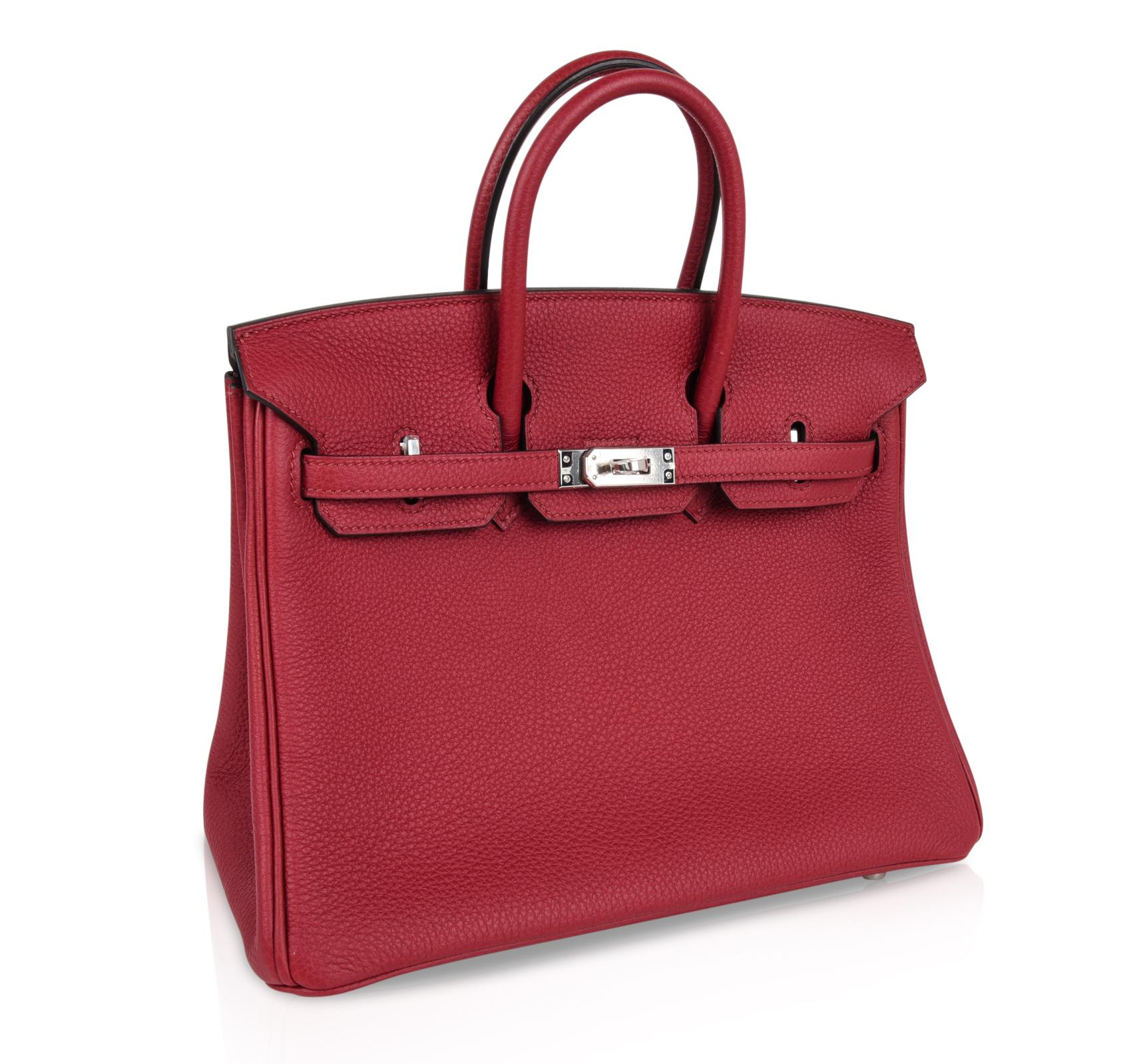 Hermes Birkin 25 Bag Exotic Jewel Red Rouge Grenat Togo Palladium   In New Condition In Miami, FL