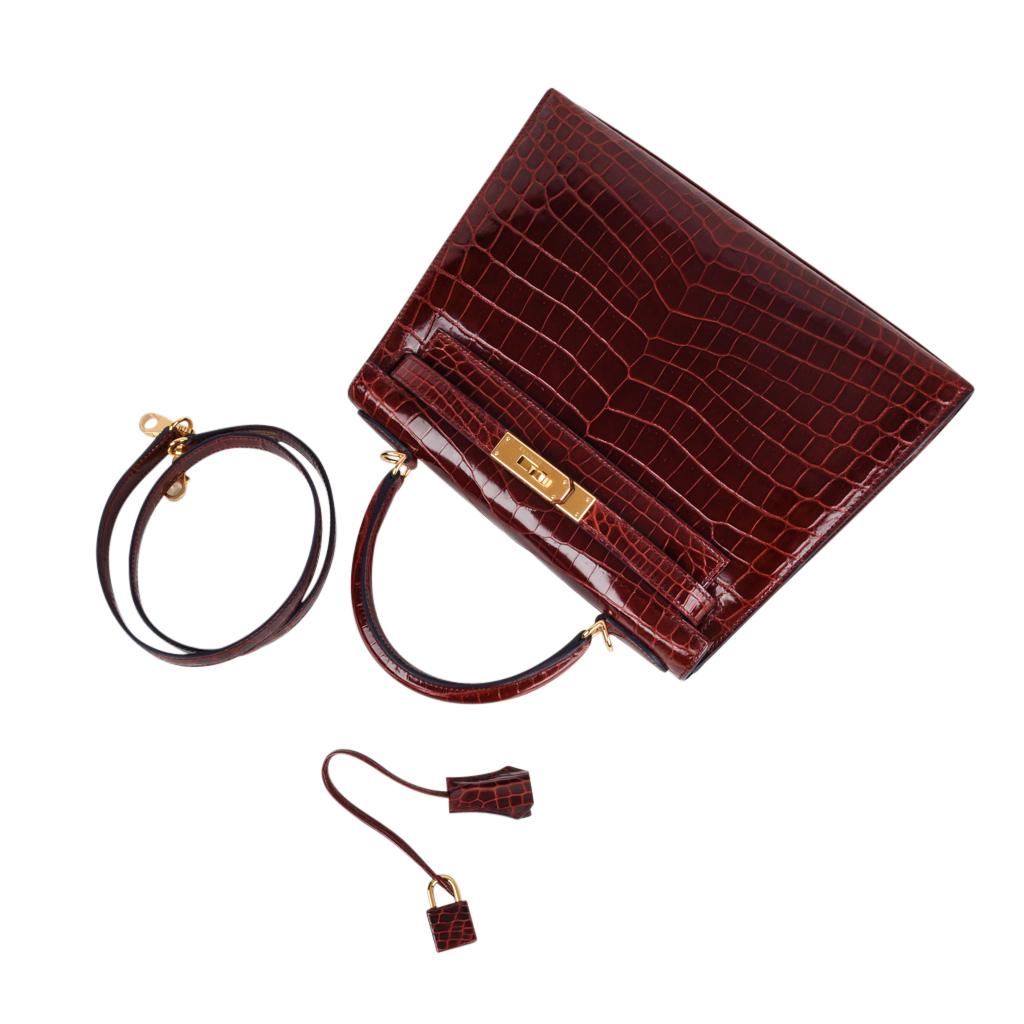  Hermes Kelly 28 Sellier Bag Bourgogne Red Crocodile Contour Limited Edition 2