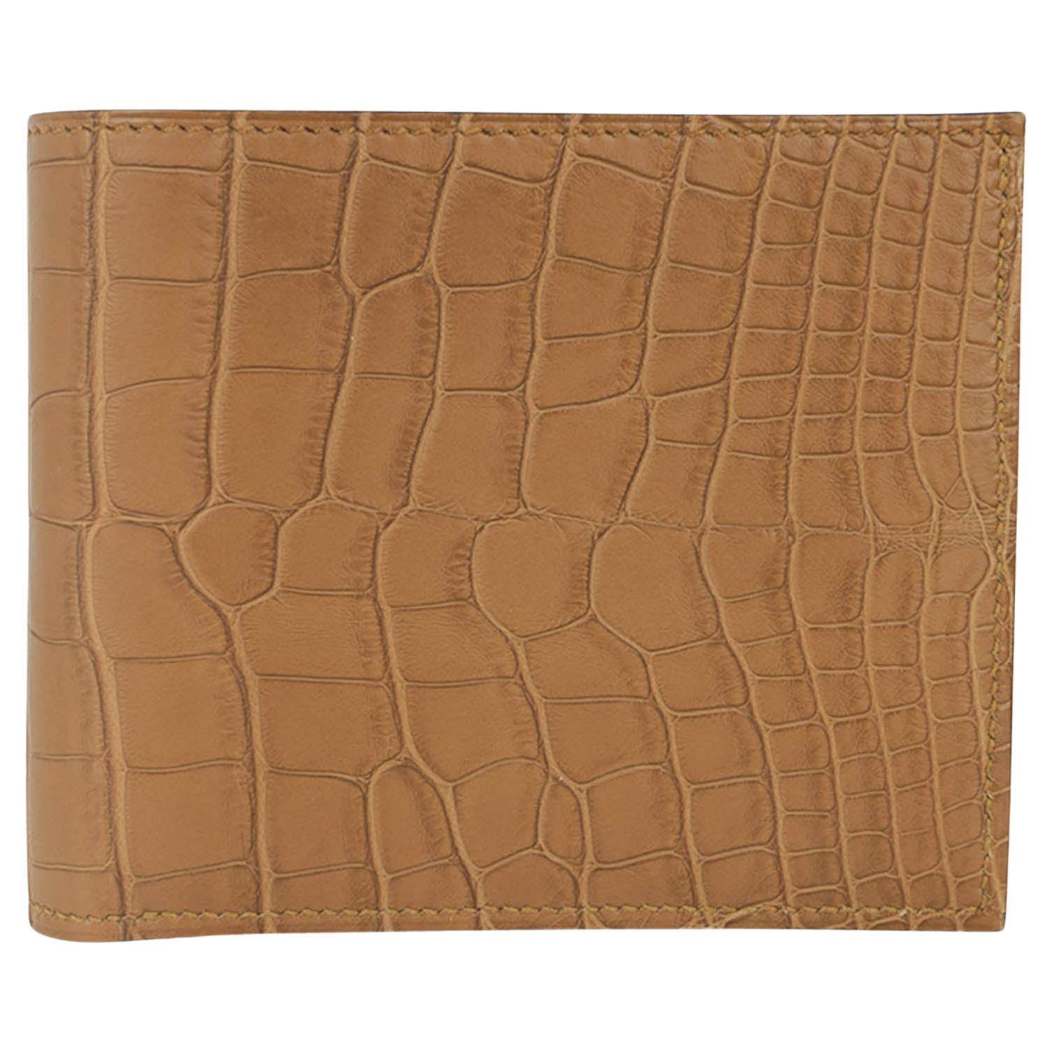 Hermes Portefeuille MC2 Copernic Matte Kraft Alligator Wallet For Sale