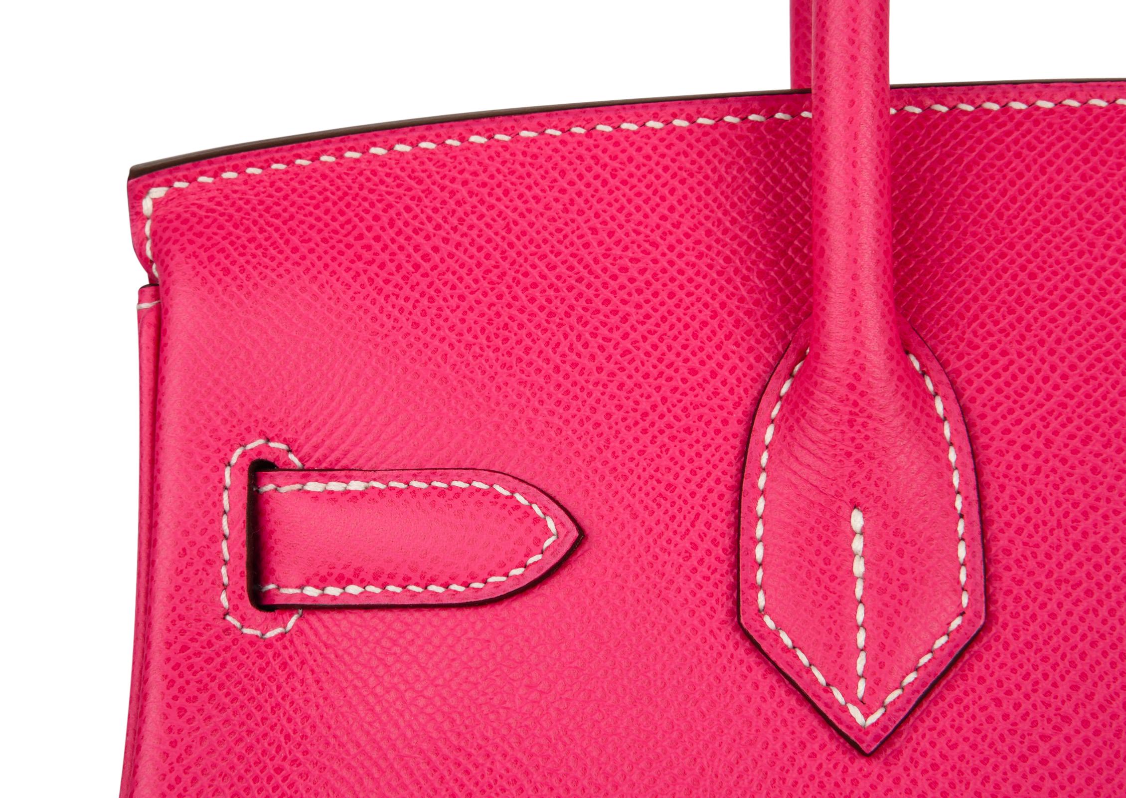 Hermes Birkin 30 Bag Limited Edition Rose Tyrien Candy Epsom Palladium  4
