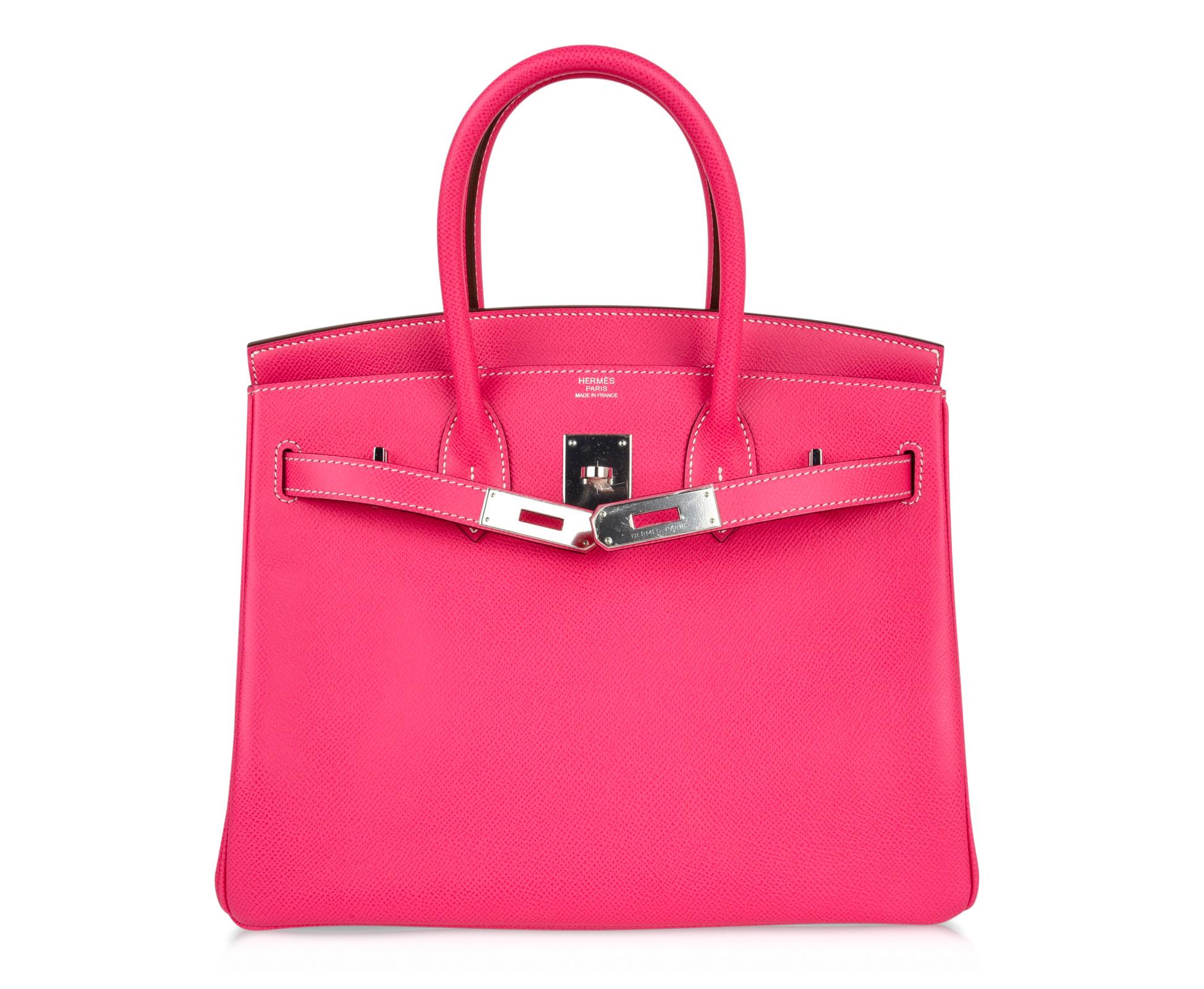 Hermes Birkin 30 Bag Limited Edition Rose Tyrien Candy Epsom Palladium  5