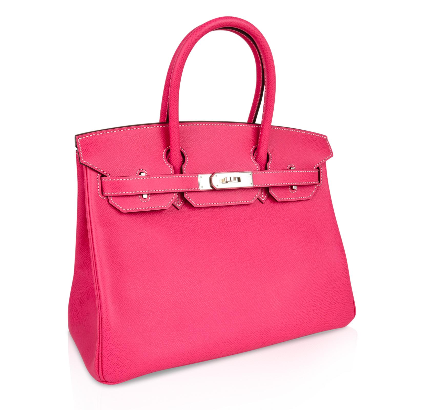 Pink Hermes Birkin 30 Bag Limited Edition Rose Tyrien Candy Epsom Palladium 