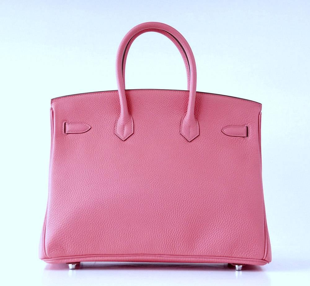 Pink Hermes Birkin 35 Bag HSS Rose Lipstick Blue Paon Palladium Togo  