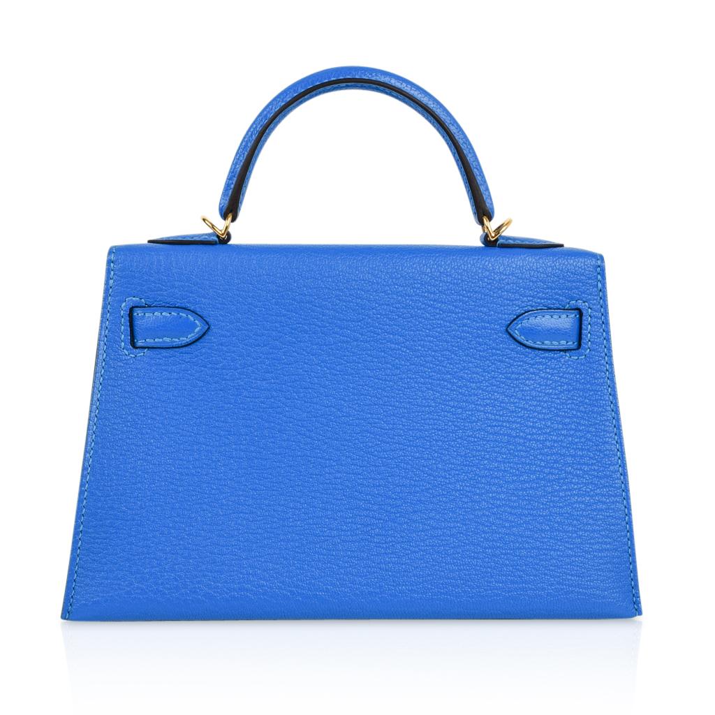 Hermes Kelly Bag 20 Mini Kelly II Blue Hydra Chevre Gold Hardware  2