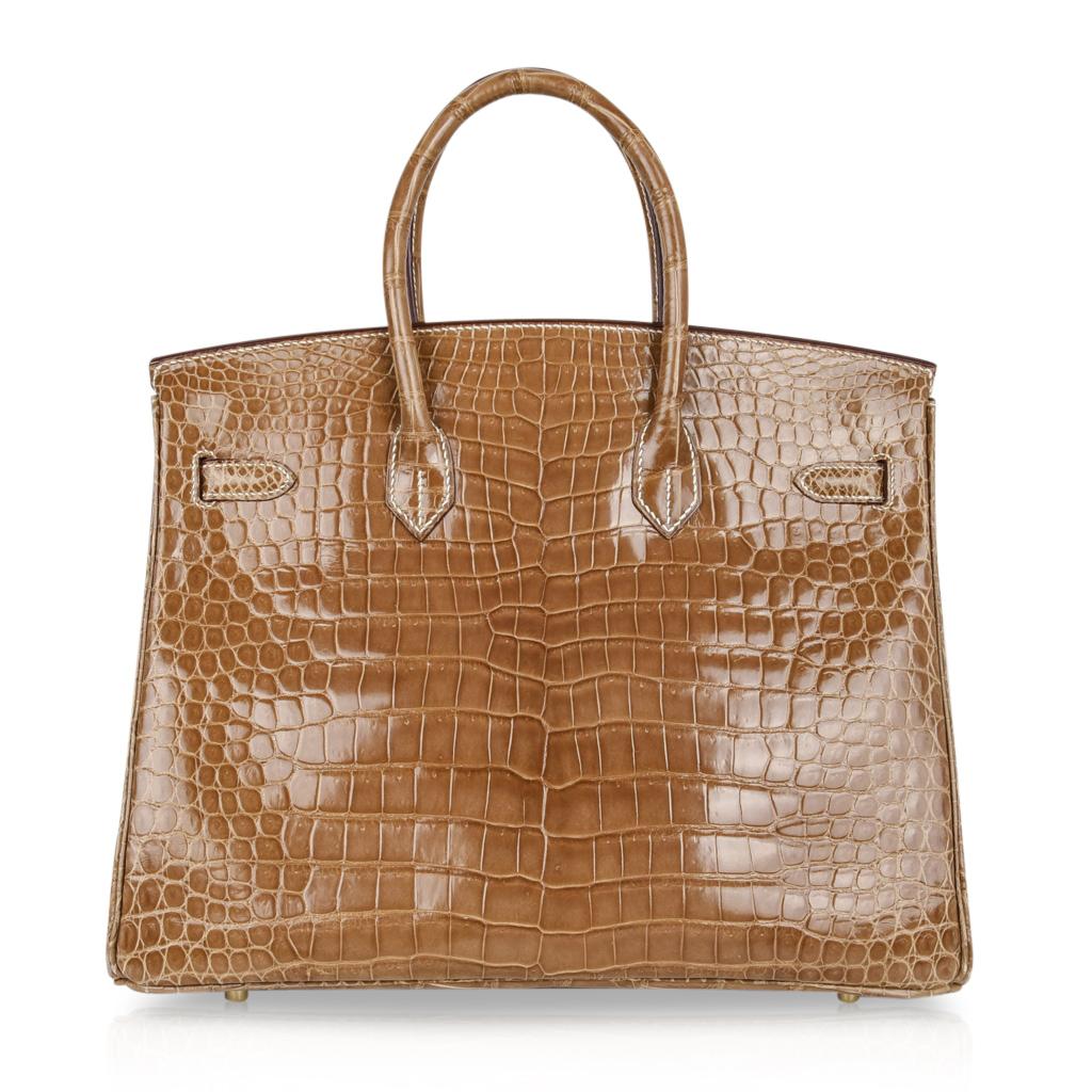 Hermes Ficelle Porosus Crocodile Gold Hardware Birkin 35 Bag  5