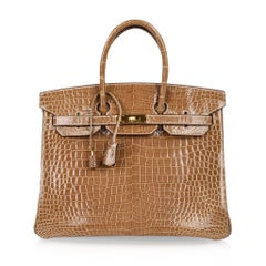 Hermes Ficelle Porosus Crocodile Gold Hardware Birkin 35 Bag
