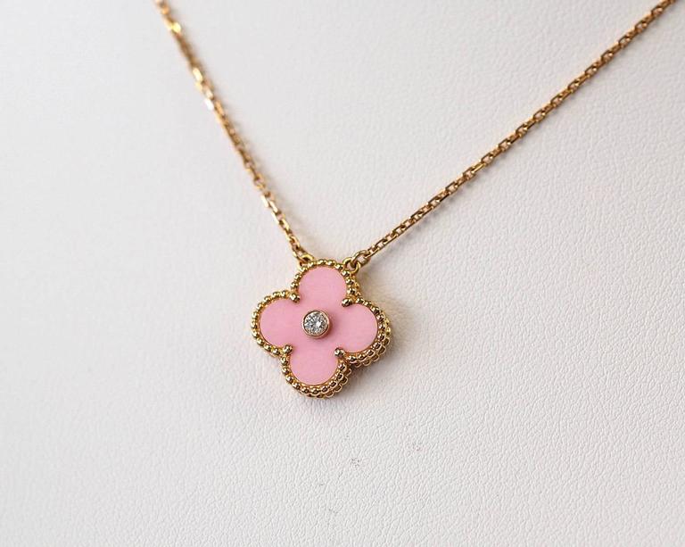 Van Cleef And Arpels Necklace 2018 Holiday Pink Alhambra Diamond Ltd Ed Rose Gold At 1stdibs - Van Cleef And Arpels Holiday Pendant Van Cleef And Arpels Necklace 2018 Holiday Pink Alhambra Diamond Ltd Ed Rose Gold At 1stdibs - Van Cleef And Arpels Holiday Pendant