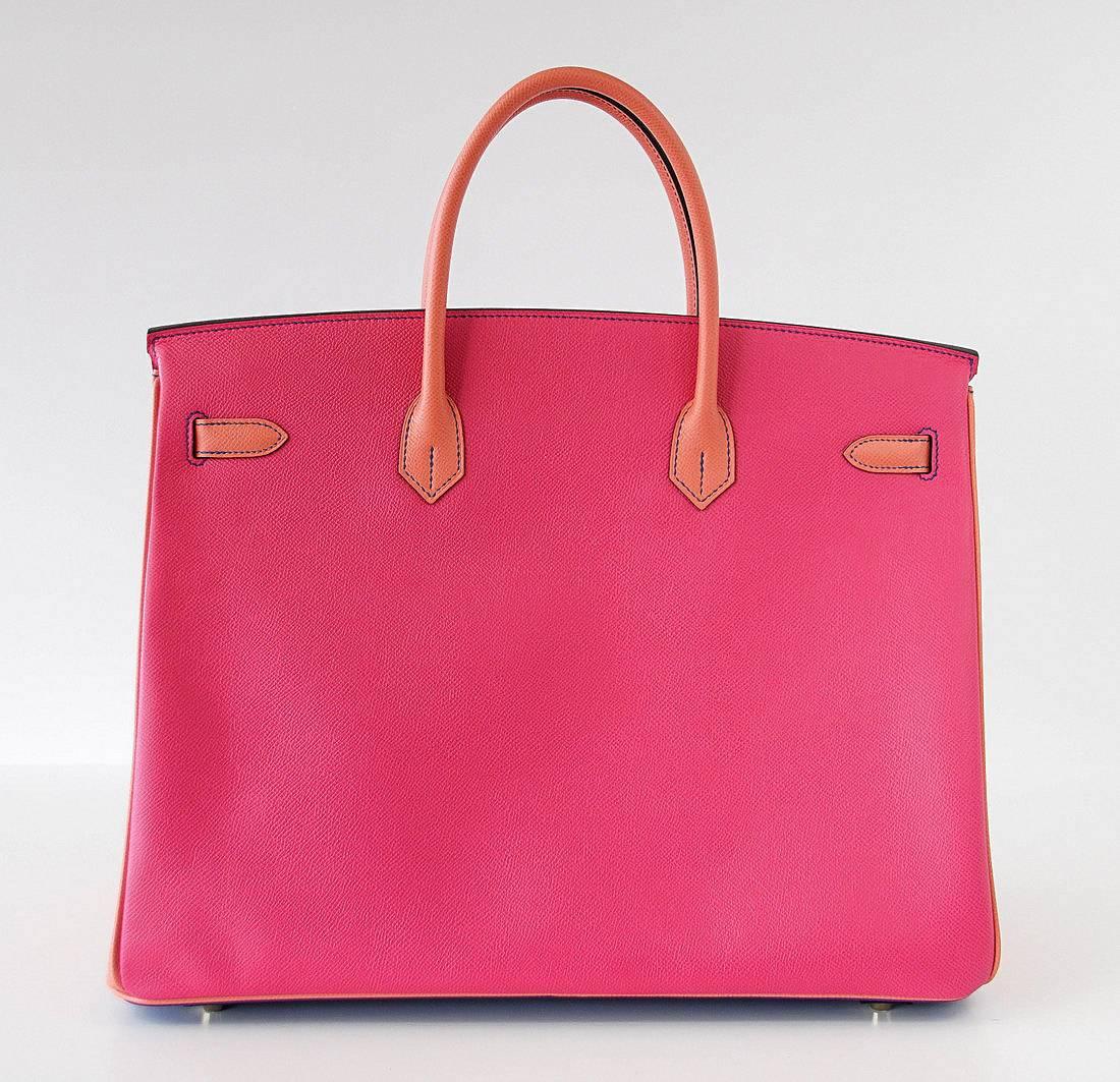 Women's or Men's HERMES Birkin 40 Bag Tri Color Horseshoe Brushed Gold Hardware Very Rare