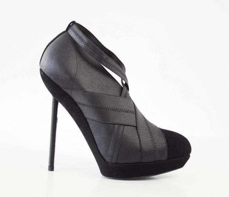 YSL Yves Saint Laurent Shoe Platform Bandage and Suede Stiletto Shootie ...