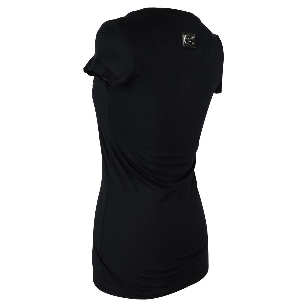 Philipp Plein Couture Top Black Skull and Diamante Tee M In Excellent Condition For Sale In Miami, FL