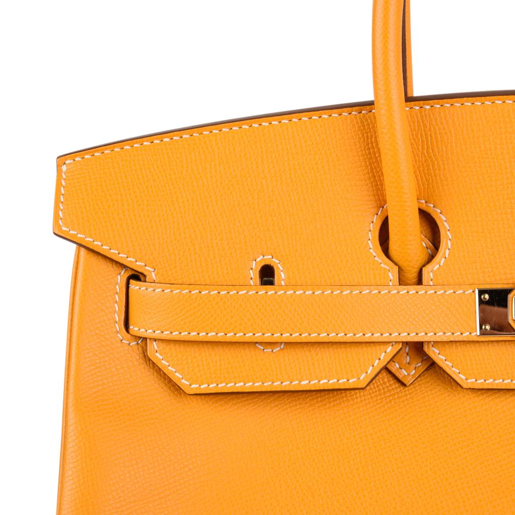 Hermes Birkin 35 Bag Jaune D'Or Yellow Candy Limited Edition Epsom Permabrass   1
