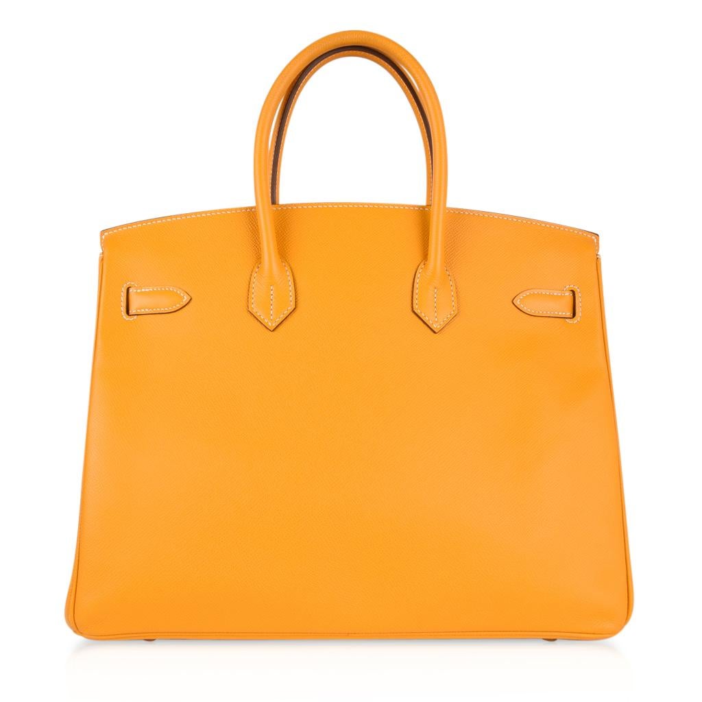Hermes Birkin 35 Bag Jaune D'Or Yellow Candy Limited Edition Epsom Permabrass   2