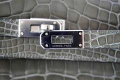 HERMES Kelly Long Wallet Coveted Gris Tourterelle Alligator Palladium