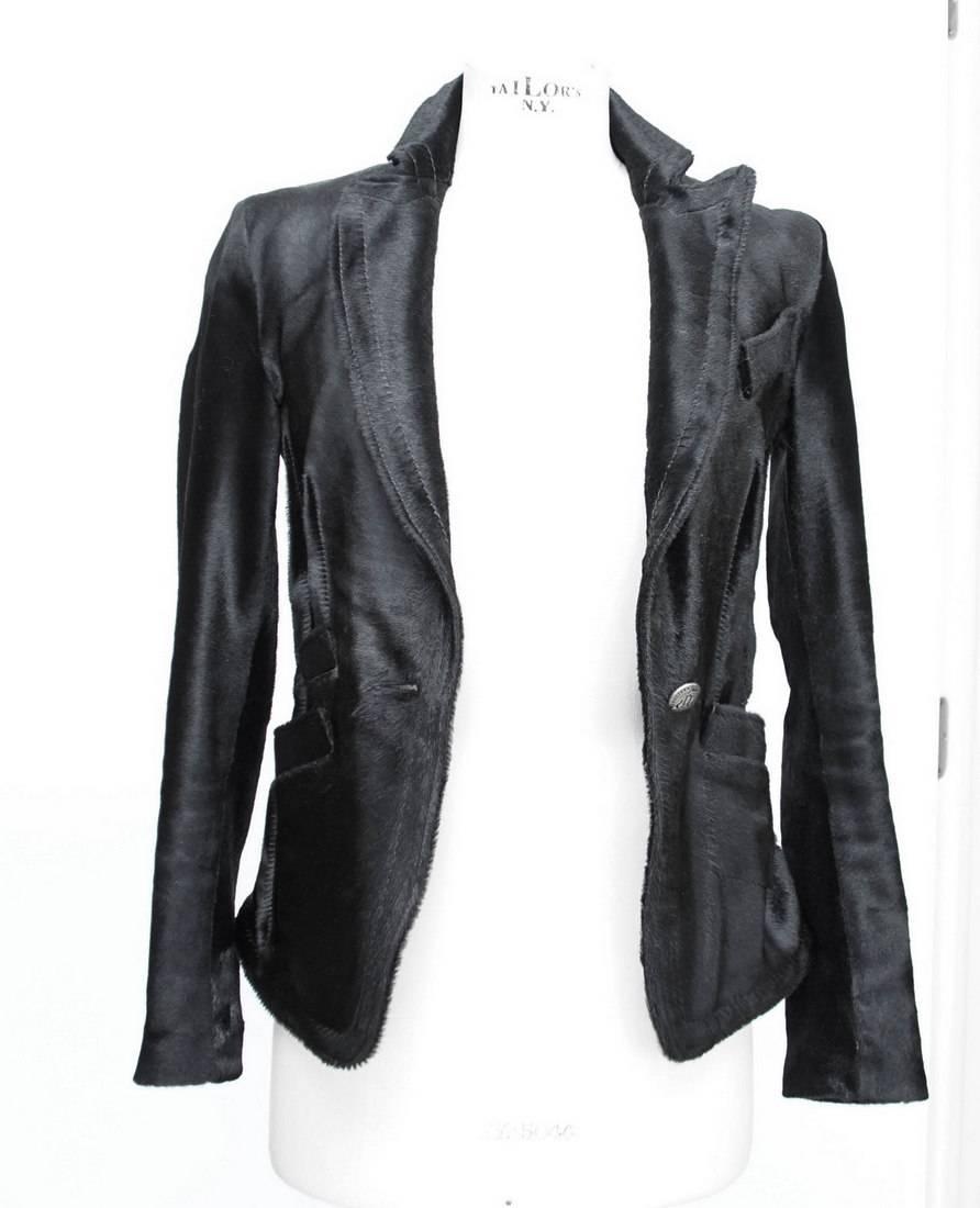 JOHN GALLIANO Jacket Glossy Black Pony Diamante Crowned Skull Rear  38 / 4 1