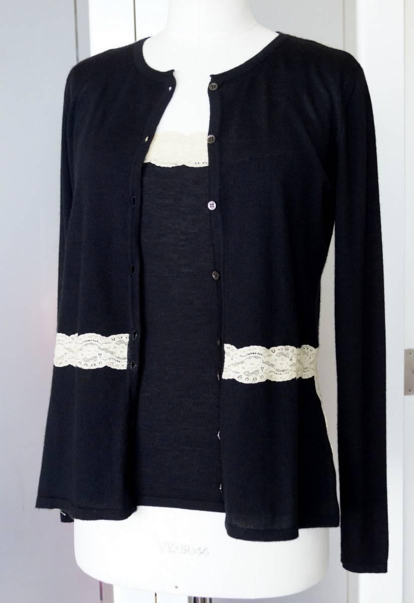 Guaranteed authentic Valentino charming twinset. 
Jet black round neck cardigan with charming lace detail.
1.5