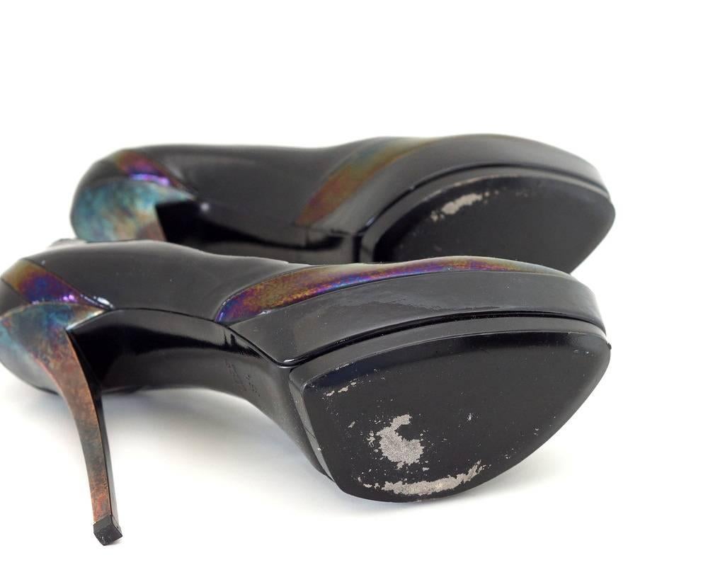 Gucci Shoe Platform 'Oiled' Patent Detail 38.5  / 8.5  For Sale 4