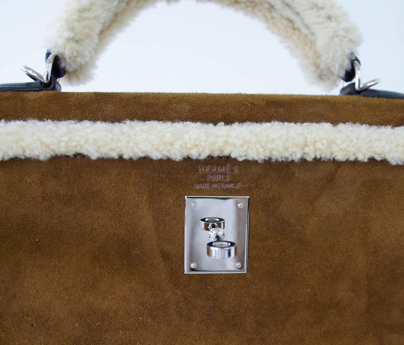 hermes shearling bag