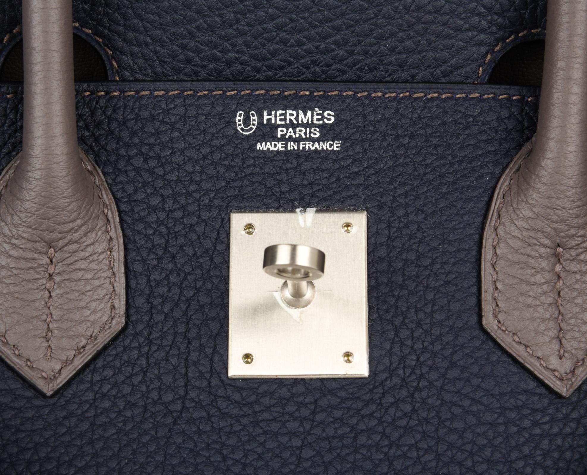 Hermes Birkin HSS 30 Bag Blue Nuit / Etain Togo Brushed Palladium For ...