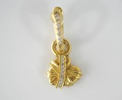BARRY KIESELSTEIN-CORD Earrings Heart Huggie Wear 2 Ways 18K Green Gold Diamonds