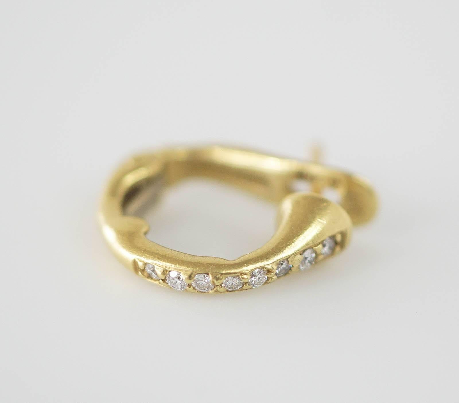 Women's BARRY KIESELSTEIN-CORD Earrings Heart Huggie Wear 2 Ways 18K Green Gold Diamonds