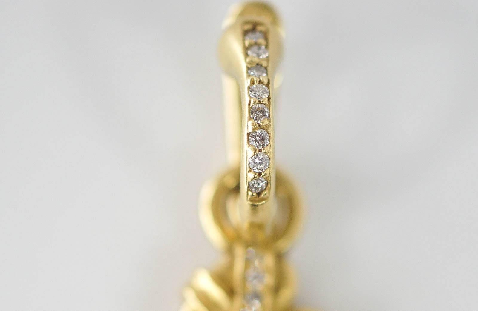 BARRY KIESELSTEIN-CORD Earrings Heart Huggie Wear 2 Ways 18K Green Gold Diamonds In New Condition In Miami, FL