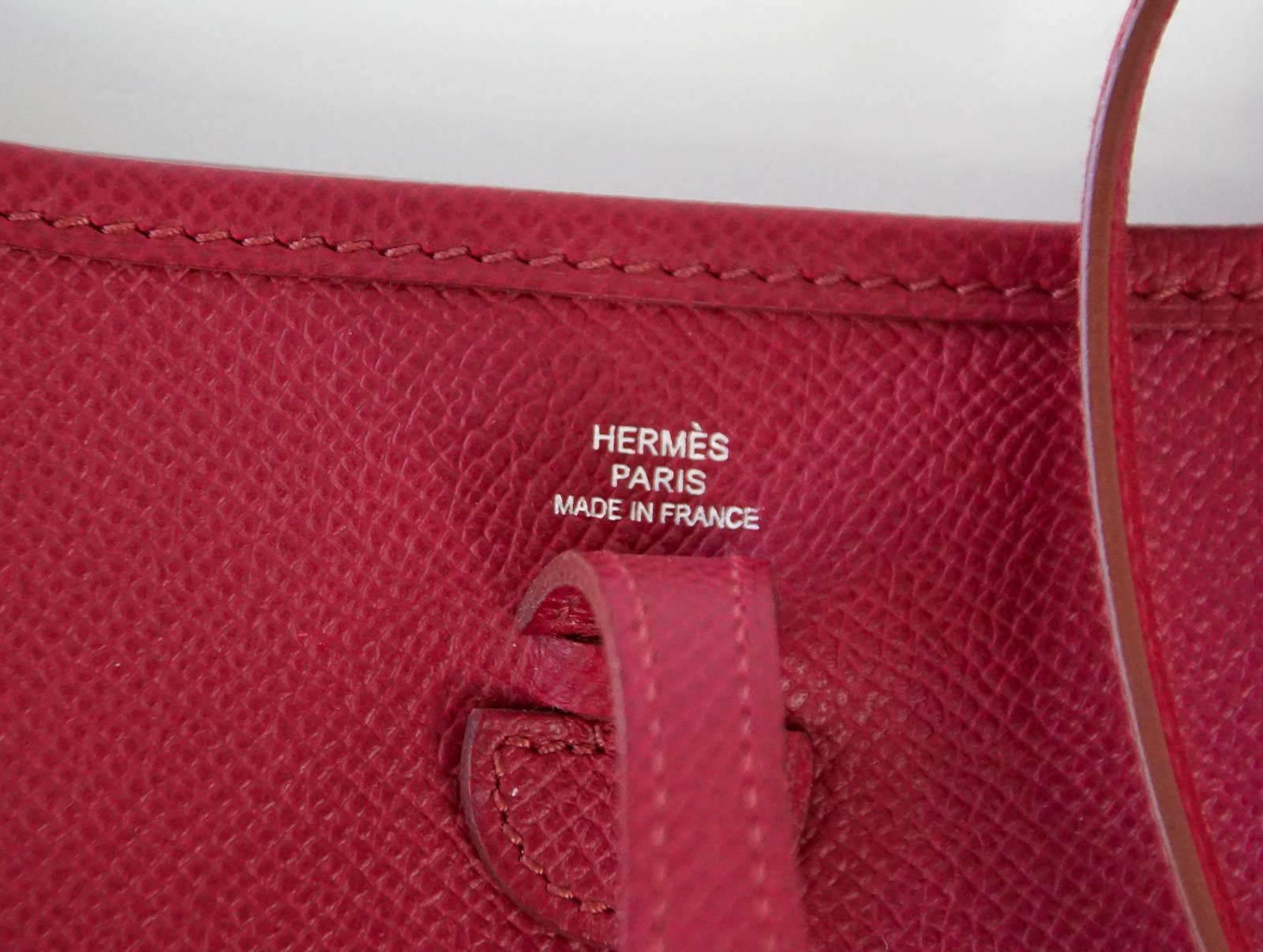 Red Hermes Bag Evelyne TPM Mini Rouge Epsom Leather Vintage