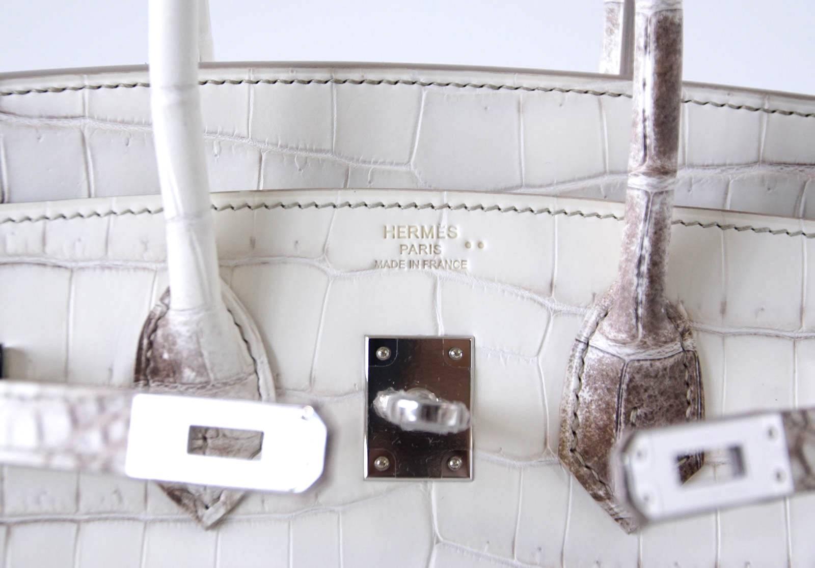 Hermes Birkin Bag 25 Blanc Himalaya Exquisite Jewel Palladium Hardware (Grau)