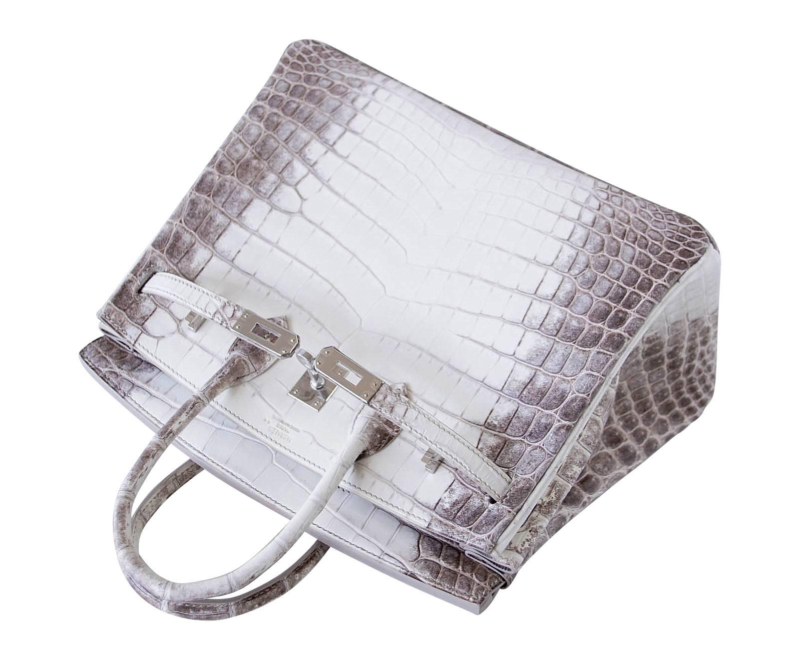 Gray Hermes Birkin Bag 25 Blanc Himalaya Exquisite Jewel Palladium Hardware 