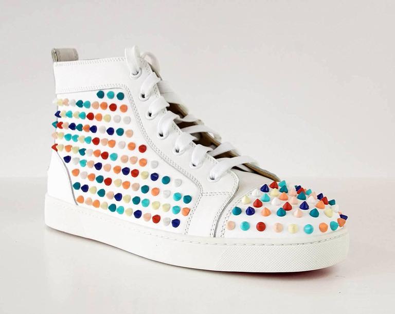 CHRISTIAN LOUBOUTIN White Louis Flat Candy Spikes 43 / 10 at 1stDibs セール超特価 17ss Christian Louboutin Louis Spike ルイス スニーカー