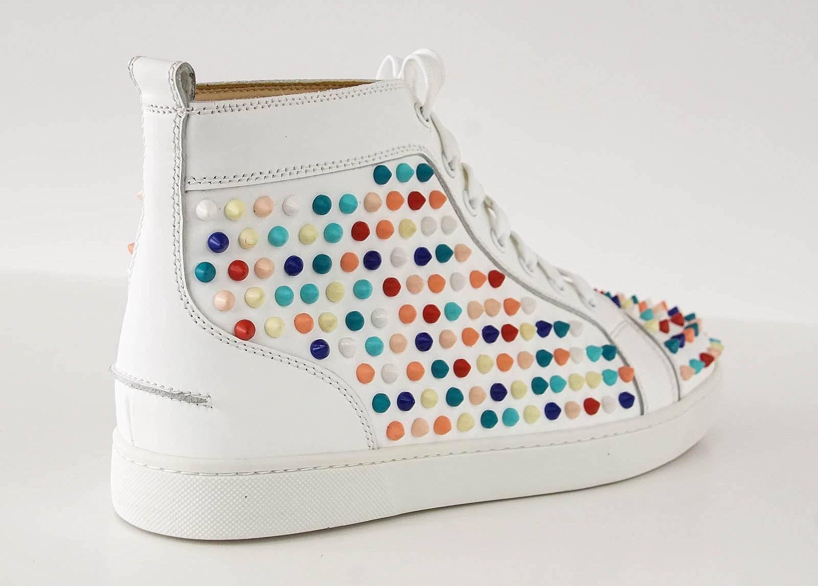 Men's  CHRISTIAN LOUBOUTIN White Louis Flat Candy Spikes  43 / 10  