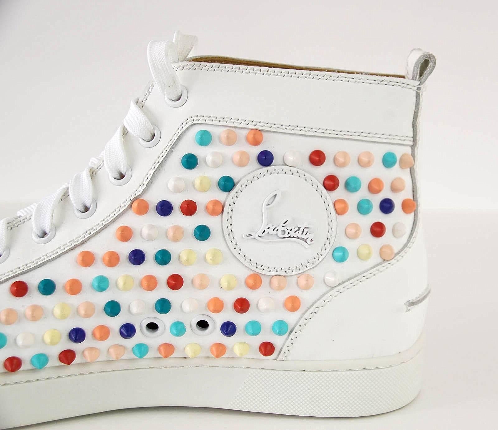  CHRISTIAN LOUBOUTIN White Louis Flat Candy Spikes  43 / 10   1