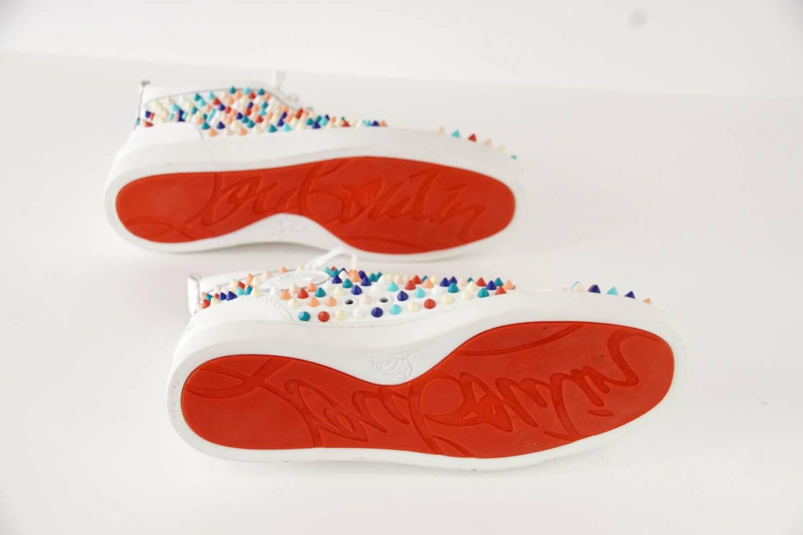 CHRISTIAN LOUBOUTIN Weiße Louis Flat Candy Spikes 43 / 10 2