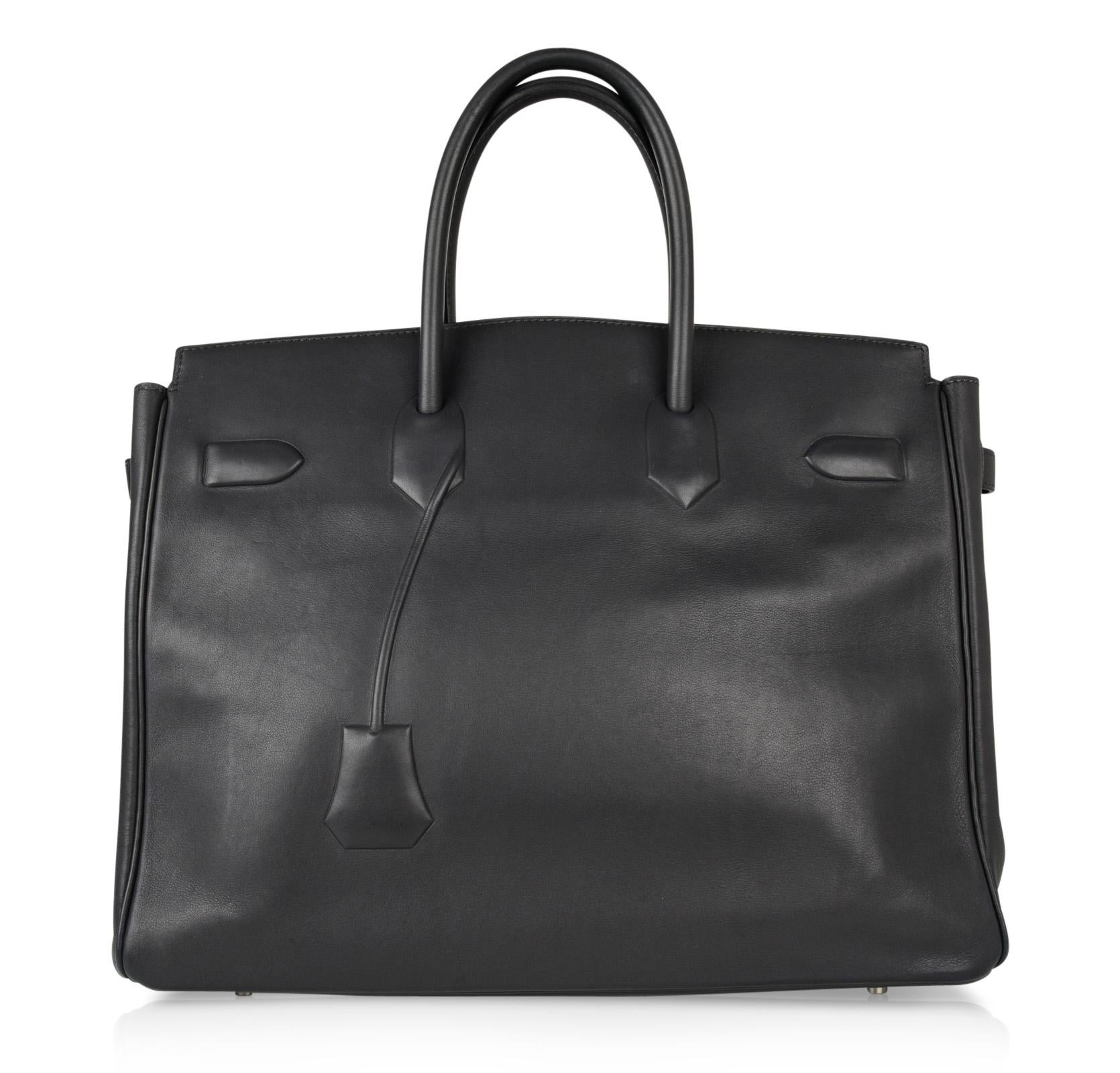 Gray Hermes Shadow Birkin 35 Bag Ardoise Evercalf Leather Limited Edition Rare