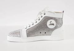 CHRISTIAN LOUBOUTIN Diamante Louis White Flat Calf / Strass  42 / 9