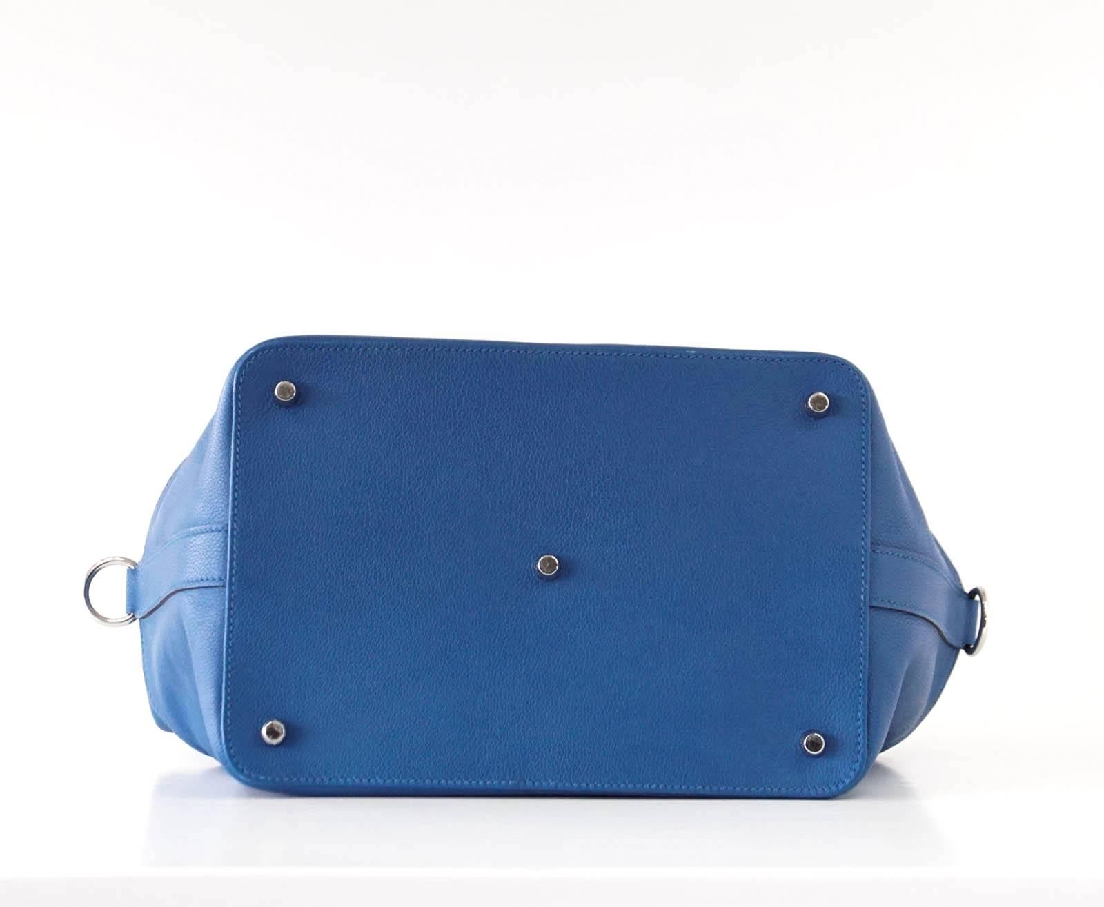 Hermes 26 Toolbox Bag Vivid Blue Hydra Evercolor Leather Palladium 1