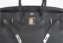 HERMES BIRKIN 35 Bag PLOMB Off Black Togo Rare Colour Palladium