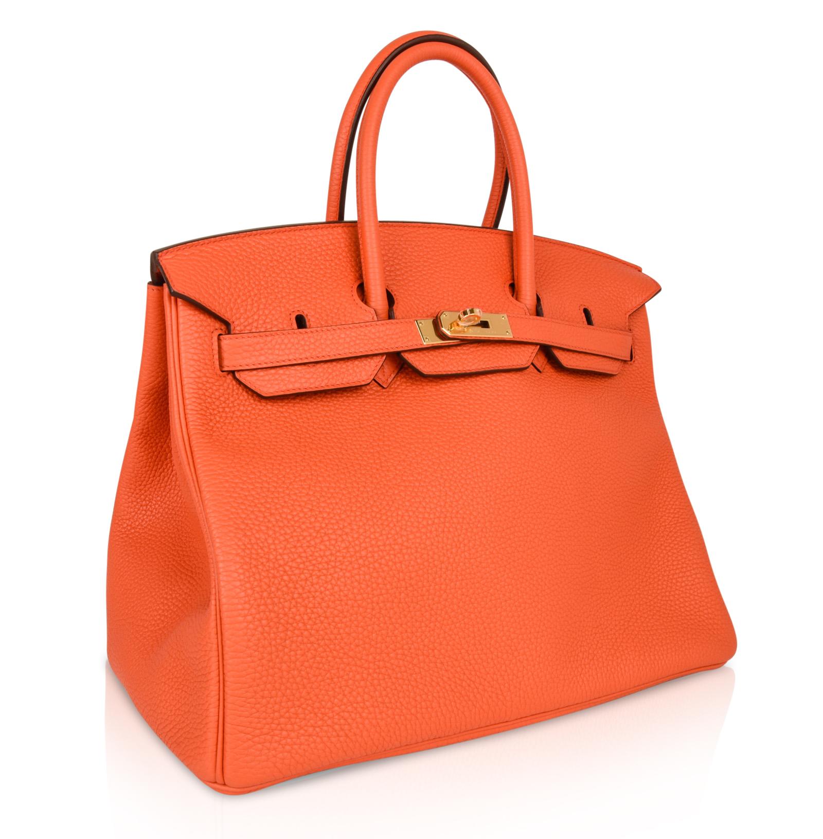 Women's Hermes Birkin 35 Bag Orange Poppy Togo Gold Hardware