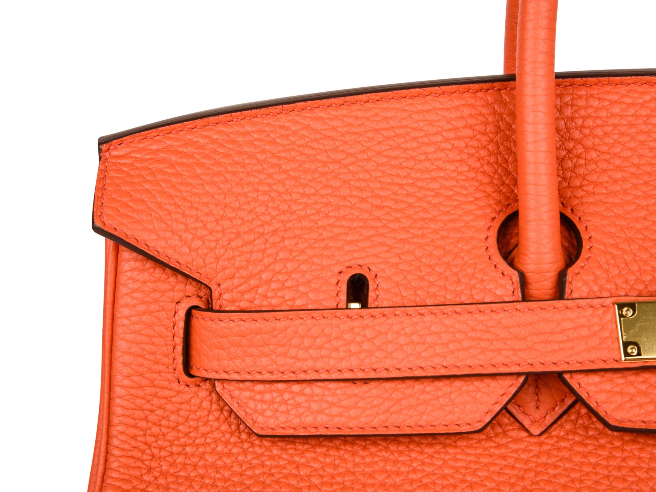 Hermes Birkin 35 Bag Orange Poppy Togo Gold Hardware In New Condition In Miami, FL